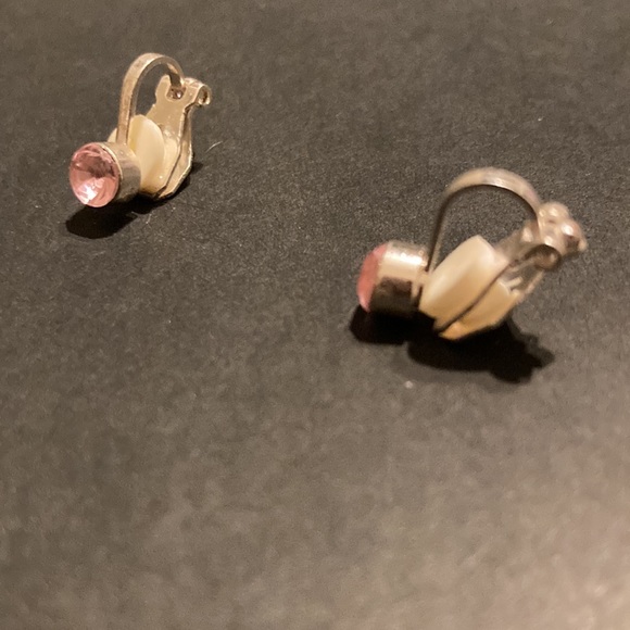⭐️ Pink 🌸Stud Silver Clip-On Earrings - Picture 4 of 6